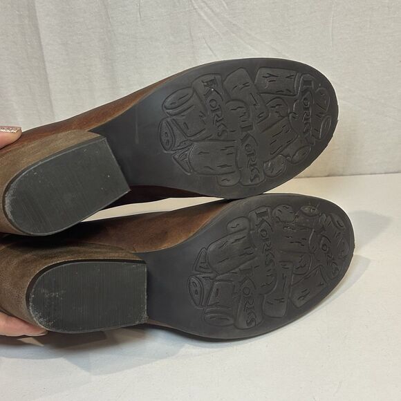 Korks Ankle Boots Zip Back Brown Leather 3” Heel Women’s Sz 11M Distressed - Picture 7 of 9